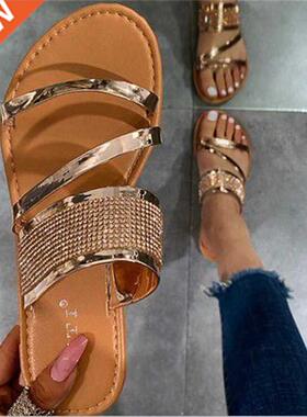 2021 Summer Women's Shoes Plus Size 43 Fashion Glossy Rhines