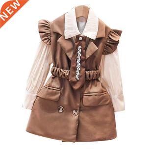 Kids Clothes Tshirt + Vest Clothing For Girls Solid Color Gi