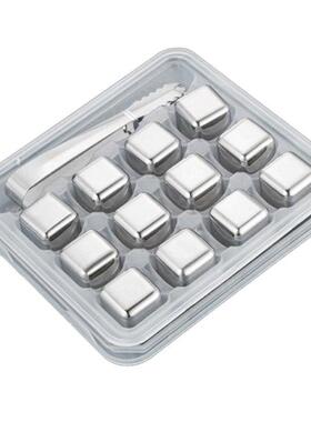 Stainless Steel Ice-Cubes Reusable, 12 Piece Whiskey Ice-Cub