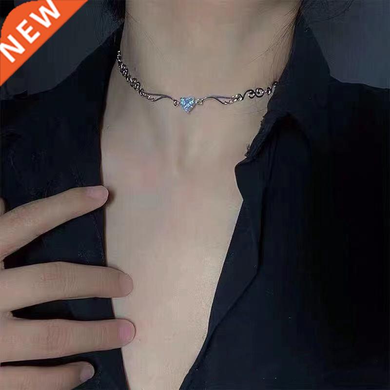 Silver Color Choker Necklace for Girl Women Love Heart Irreg