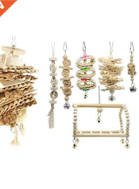 8 Pcs Parrot Toys: 1 Pcs Loofah Cuttlebone Grass Parrot Bite