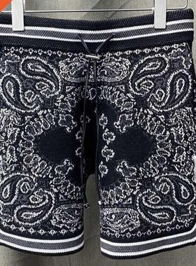 2022 Summer Vintage Paisley Print Men Shorts Cashmere Knitte