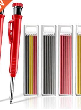 Solid Carpenter Pencil Set with Built-in Sharpener& Refi