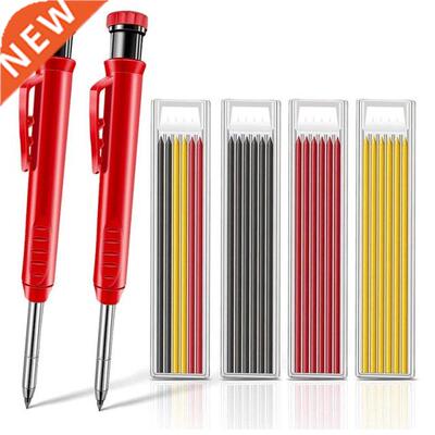 Solid Carpenter Pencil Set with Built-in Sharpener& Refi