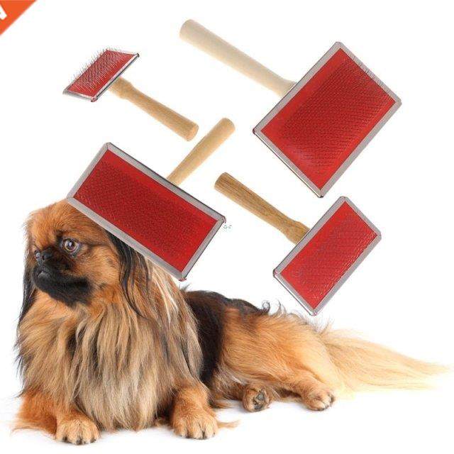 Pet Grooming Comb Shedding Hair Remove Brush Wood Handle Dog