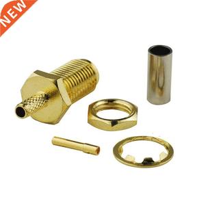 Jack Bulkhead SMA Goldpl Connector Female Crimp 10Pcs Nut