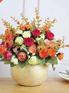 European Ceramic Vase+Simulation Flower Home Livingroom Desk