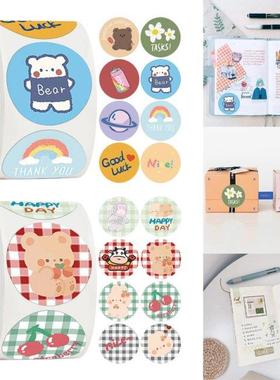 Cartoon Stickers 500pcs/roll Round Self Adhesive Decal Thank