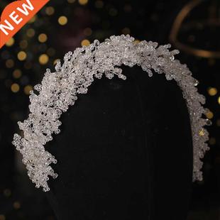 Full Crystal Big Bridal band Silver Hair Shin Vintage