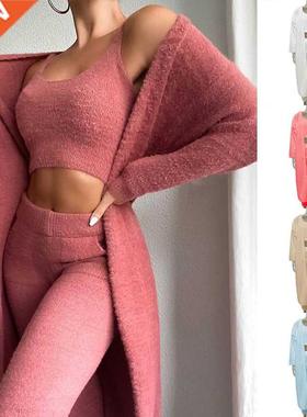 Ladies Teddy Lounge Wear Set Womens 3 Piece Tracksuits Fleec