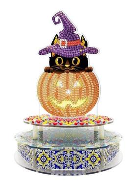 Pumpkn and wth Wtch Hat  Damond Pantng Acrylc Mus