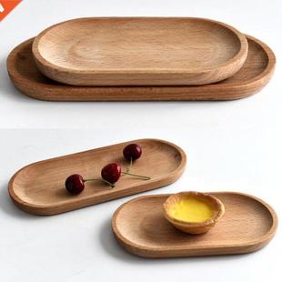 Tray Serving Food Wooden Storage Snacks Tea Plate Oval Table