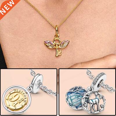 Real 925 Sterling Silver Necklace enamel Shiny Zircon Pumpki