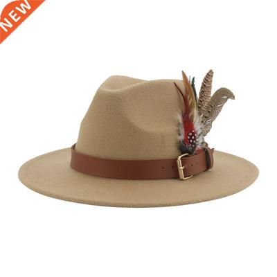 Hat Fedoras Winter Women Hats Men Felt Hat Feather Luxury Fa