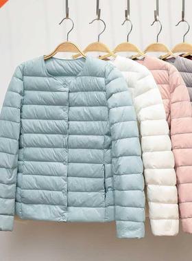 2021 New Winter Women Down Coat Ultralight Collarless Duck D