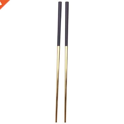 5 Pars Chopstcks Stanless Steel Chnese Gold Set Black Me
