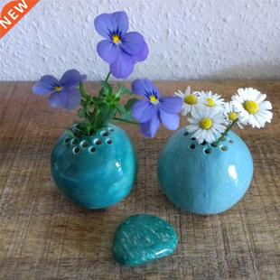 Ceramic Handmade Vase Flower Stone Table Decor Round Flower