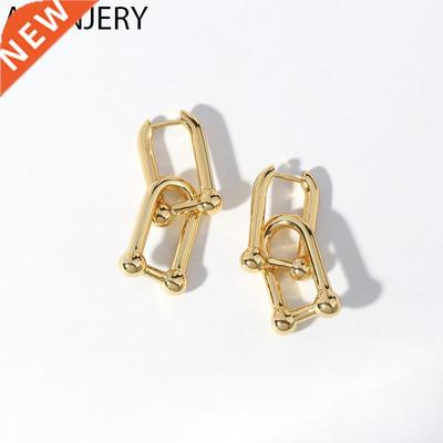ANENJERY Silver Color Oval Hoop Earrings for Women Hoop Fren