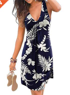 Spring and summer new fashion women's V-neck print dress