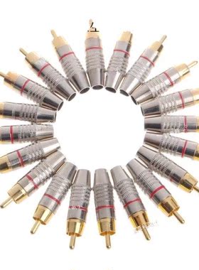 10Pcs RCA Plug Audo Vdeo Lockng Cable Connector Gold Plat