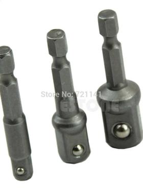 3 Sizes Socket Adapter Set Hex Shank to 1/4