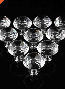 10Pcs Crystal Glass Cabinet Knobs Drawer Knobs Cupboard Han