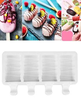 4 Grids Ice Cream Mold DIY Chocolate Maker Tray Silicone Non