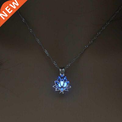 Luminous Glowing In The Dk Moon Lotus Flower Shaped Pendan