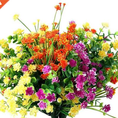 12 Peces Artfcal Flowers 6 Types Outdoor UV Resstant Sh