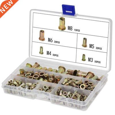 165PCS Plated Carbon Steel Rivet Nut M3 M4 M5 M6 M8 Flat Hea