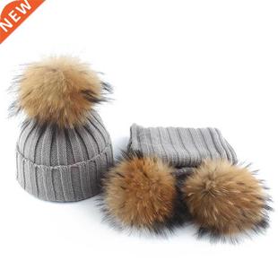 Pompom Children Warm Baby Hats Fur Big Winter Fashion 2022