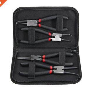 4pcs Portable 7in Circlip Pliers Set Long Nose Pliers Staigh