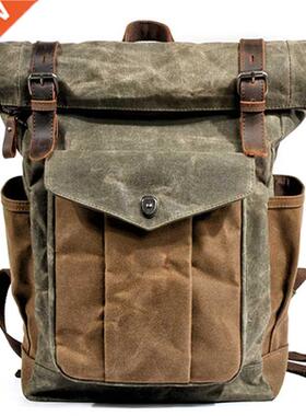 MUCHUAN Luxury Vintage Backpacks for Men Oil Wax Leather T