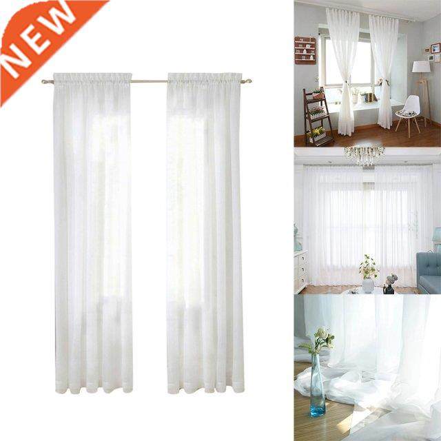 Window White Sheer Curtains Long 2 Panels Sheer White Curtai