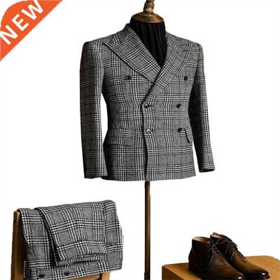 Newest 2 Pieces Houndstooth Men Suits Formal Custom Made Man