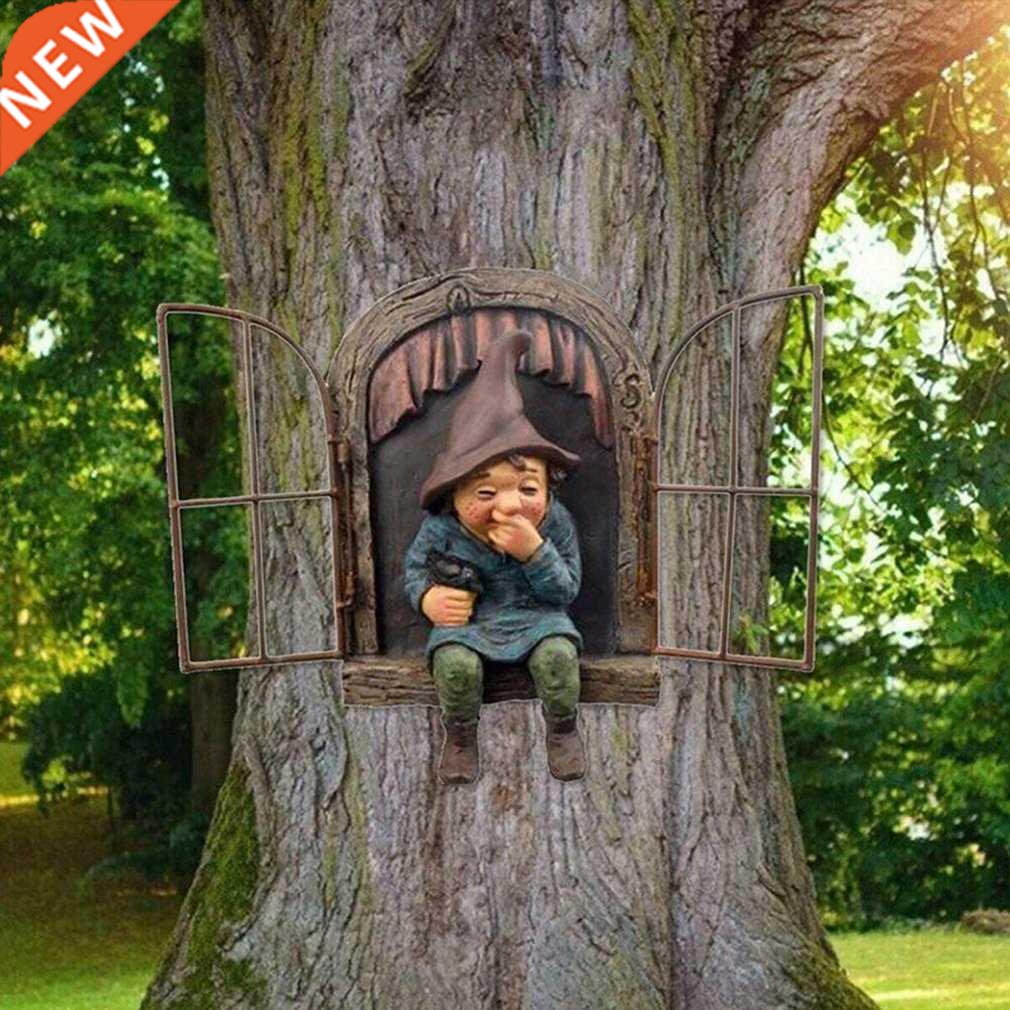 Tree Sculpture Elf Out The Door Tree Hugger Naughty Garden G