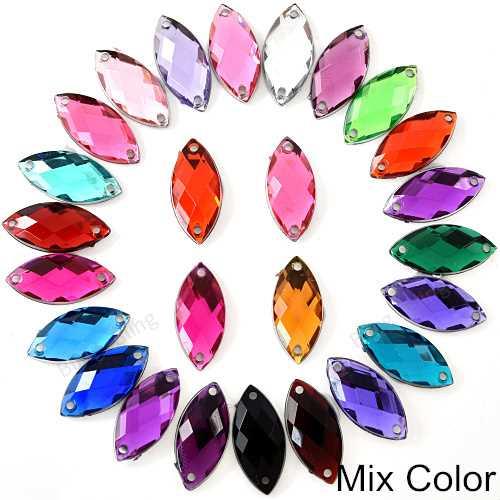 2 Sizes Horse Eye Acrylic Sew On Rhinestones Flatback Colorf