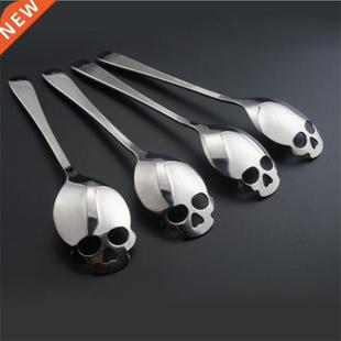 Scoop Skull shape Stainless Spoon coffee Dessert Food Steel