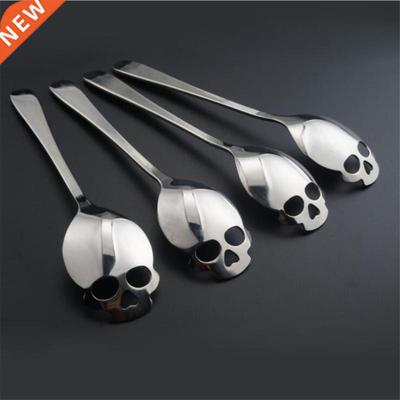 Stainless Steel coffee Scoop Skull shape Dessert Spoon Food