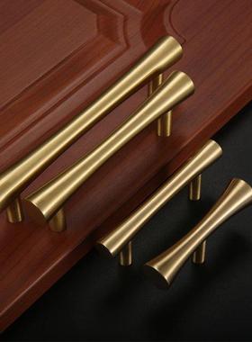 64/96/128MM Brass Furniture Handle Door Pulls Wardrobe Dress
