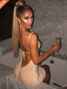 Sequin Women Ruched Bling Dress Glitter Mini Dulzura Strap