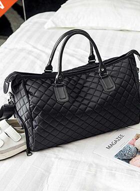 Mens Fashion Plaid Travel Bag Versatile Women Duffle Weekend