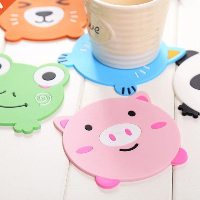 1Pcs Cartoon Animal Shape Silicone Coaster Coffee Table Cup