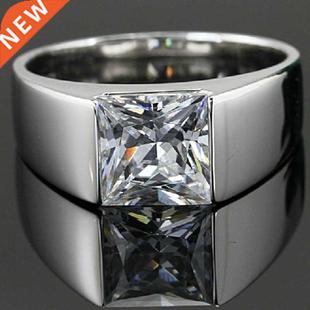 cut sterling Male 925 Princess Ring Solitaire Diamond