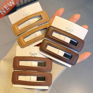 Leather Hair Chic Vintage Barrett Hairpin Winter 2PC Clip