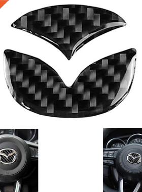 2pcs Car Steering Wheel Logo Stickers Carbon Fiber Auto Deco