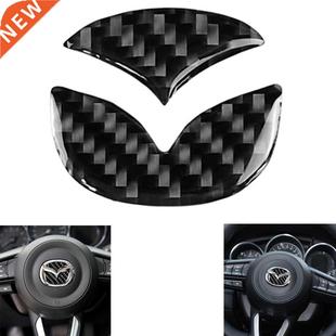 2pcs Car Steering Wheel Logo Stickers Carbon Fiber Auto Deco