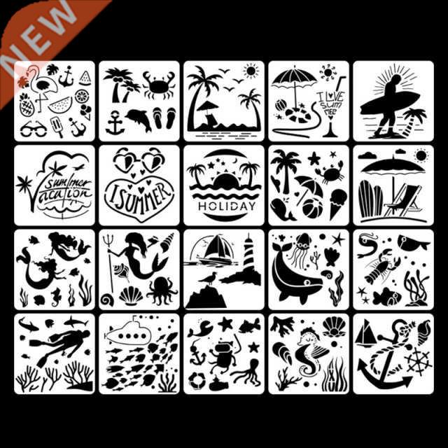20Pcs Children  Painting Graffiti Stencil Cartoon Hollow-