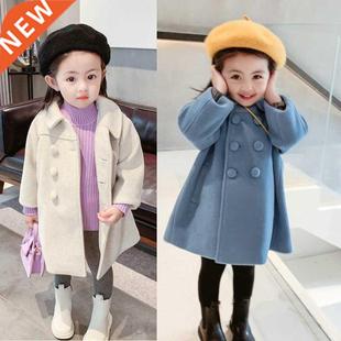Double Breasted Woolen Jackets Cotton Coat Overcoat Girls