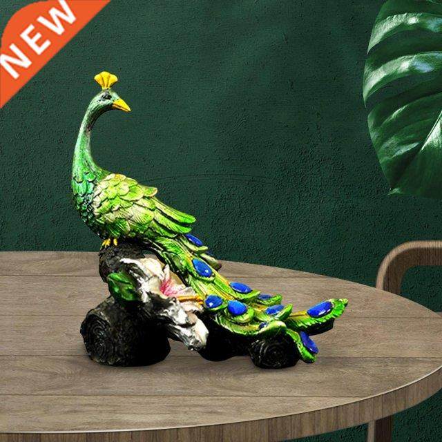 Peacock Figurine Sculpture Peacock Stand on Stump Style Stat
